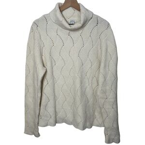 Sundance Cream Knit Turtleneck Sweater Women's XXL Silk Cotton Blend Cabincore